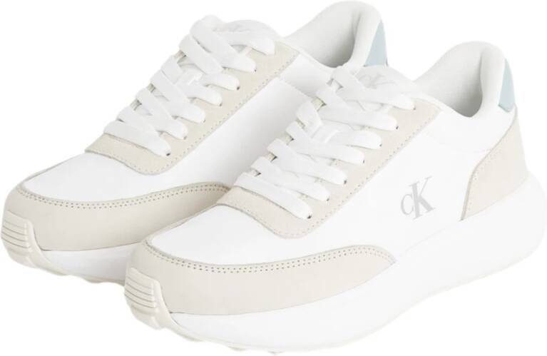 Calvin Klein Jeans Leren Damessneakers Lente Zomer Collectie Beige Dames