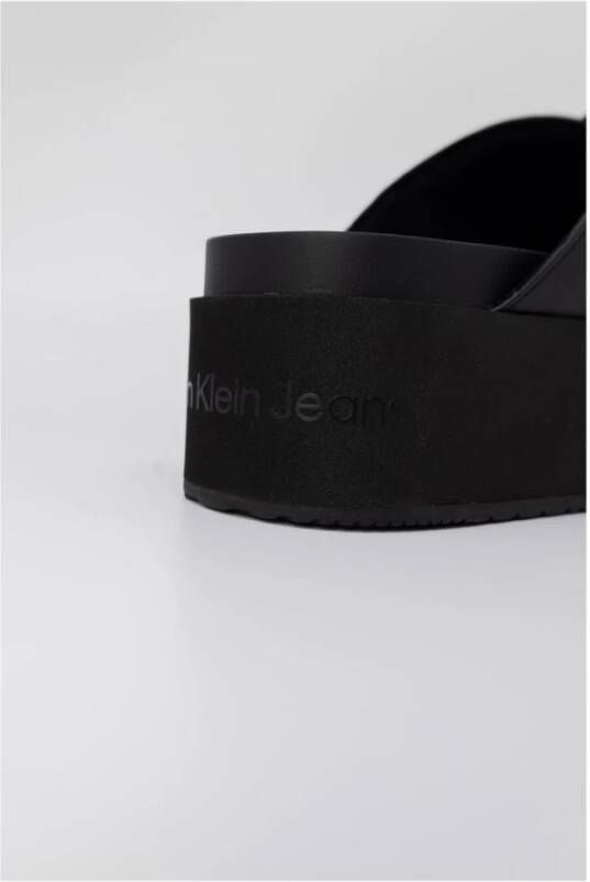 Calvin Klein Jeans Leren sandaal met 4 5 cm hak Black Dames
