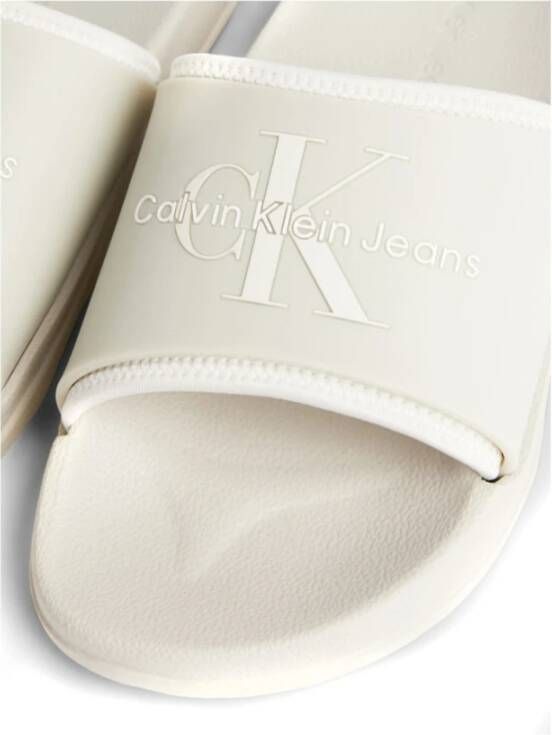 Calvin Klein Jeans Monogram Eggshell Creamy Pantoffels Beige Dames