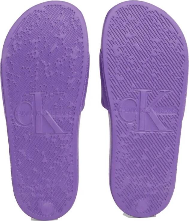 Calvin Klein Jeans Monogram Paarse Slippers Purple Dames