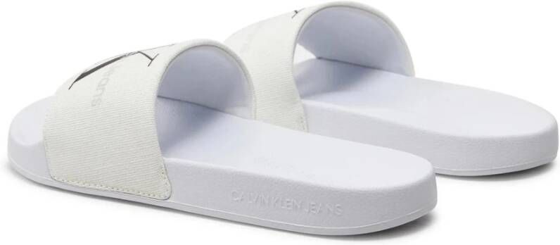 Calvin Klein Jeans Monogram Slide Sandalen Lente Zomer Collectie White Dames