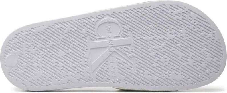 Calvin Klein Jeans Monogram Slide Sandalen Lente Zomer Collectie White Dames