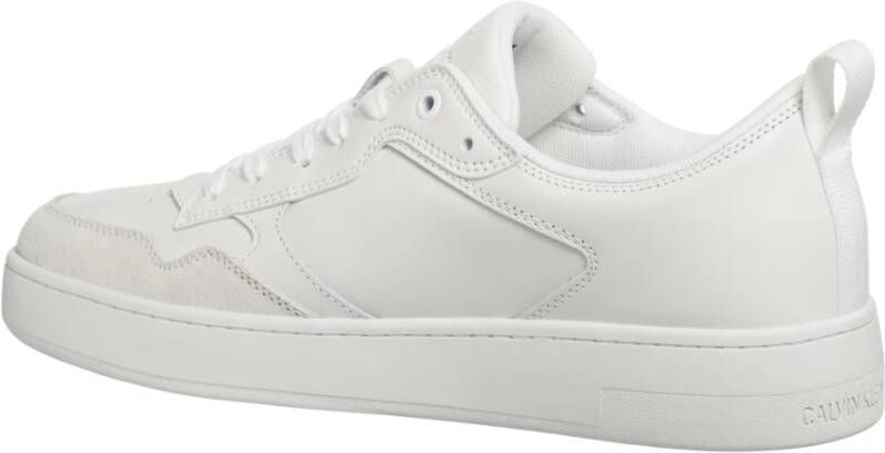 Calvin Klein Jeans Leren Vetersluiting Effen Patroon Sneakers White Heren