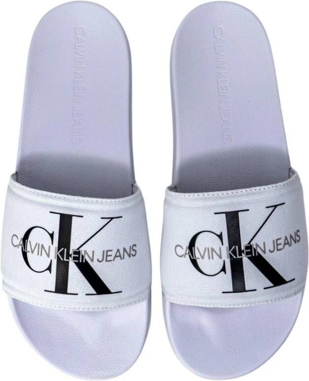 Calvin Klein Jeans Sportieve Witte Instap Slippers White Heren