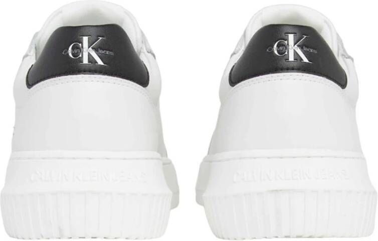 Calvin Klein Jeans Witte Casual Leren Sneakers oor rouwen White Dames
