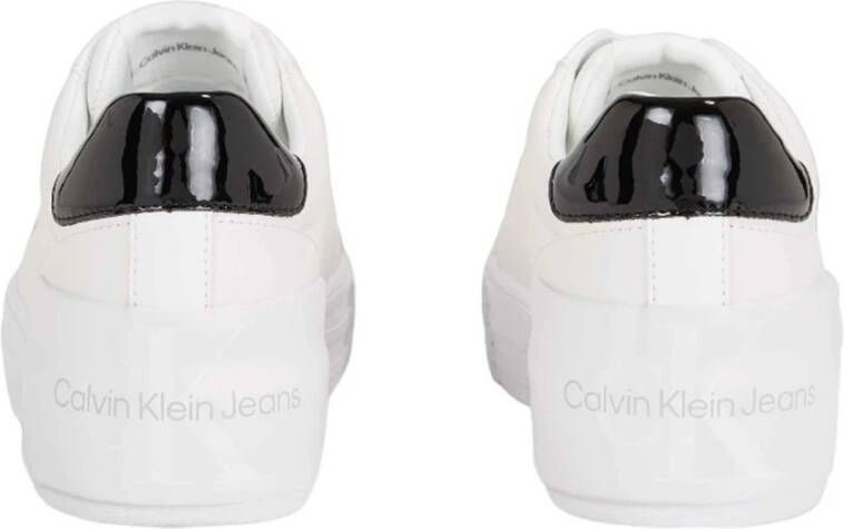 Calvin Klein Jeans Witte Casual Leren Sneakers oor rouwen White Dames