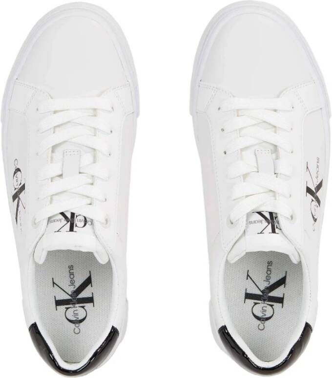 Calvin Klein Jeans Witte Casual Leren Sneakers oor rouwen White Dames