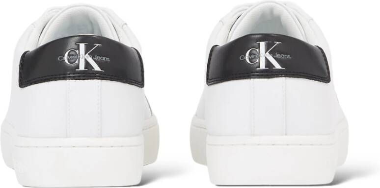 Calvin Klein Jeans Witte Leren Sneakers met Metalen Oogjes Wit Heren