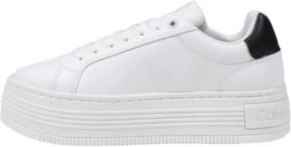 Calvin Klein Jeans Witte Leren Veterschoenen