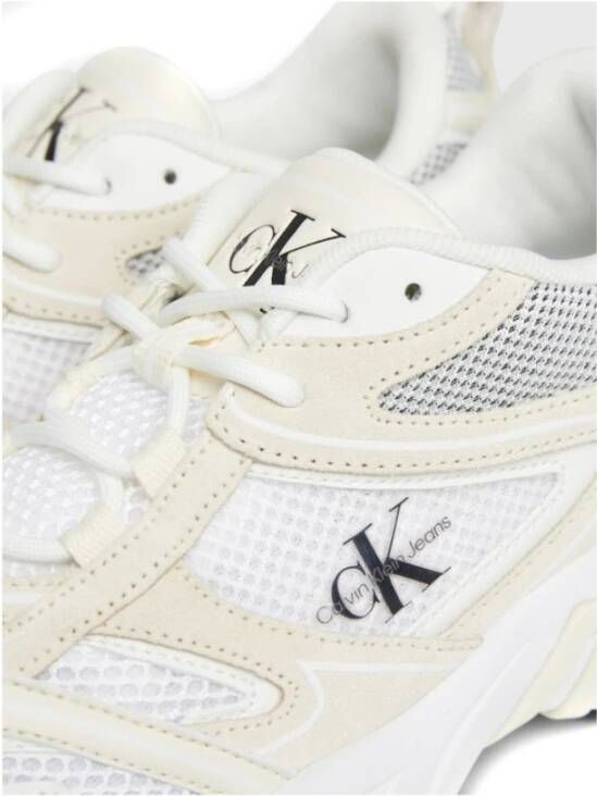 Calvin Klein Jeans Witte Mesh Tennissneakers White Dames