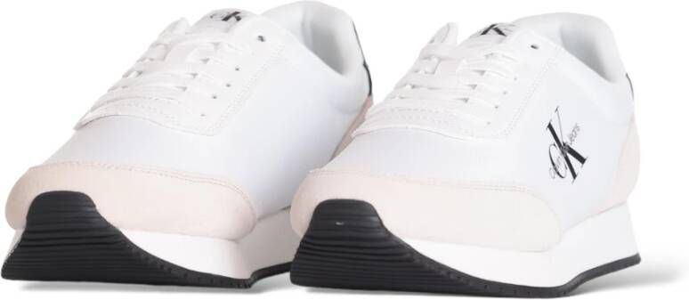 Calvin Klein Jeans Witte Sneakers met Gerecycled Polyester en Suède Wit Heren