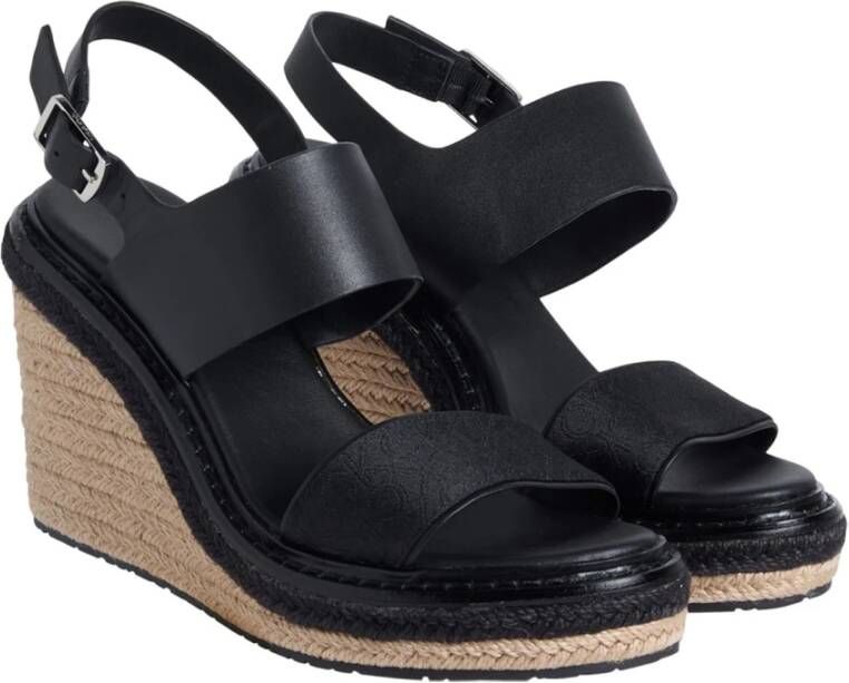 Calvin Klein Jeans Zwarte Casual Damessandalen met Hennepzool