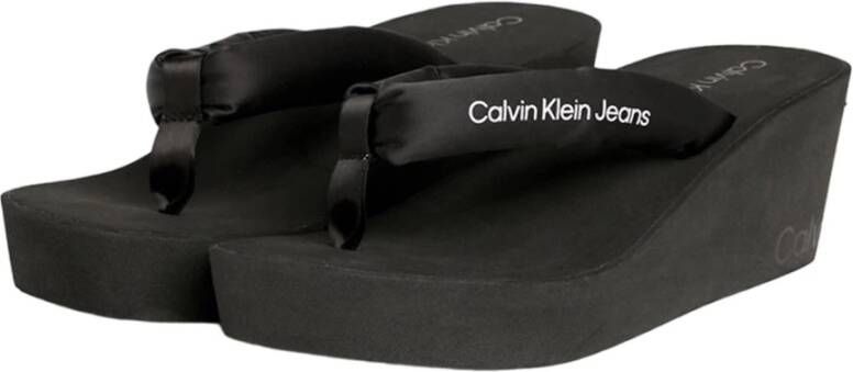 Calvin Klein Jeans Zwarte Casual Textiel Dames Sandalen Black Dames