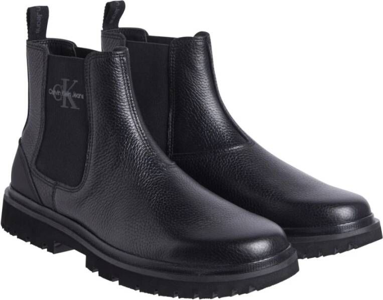Calvin Klein Jeans Zwarte Chelsea Enkellaarzen voor Mannen Black Heren