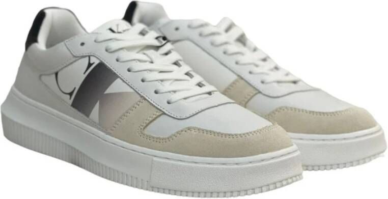 Calvin Klein Jeans Zwarte Leren Sneakers met Print Multicolor Heren