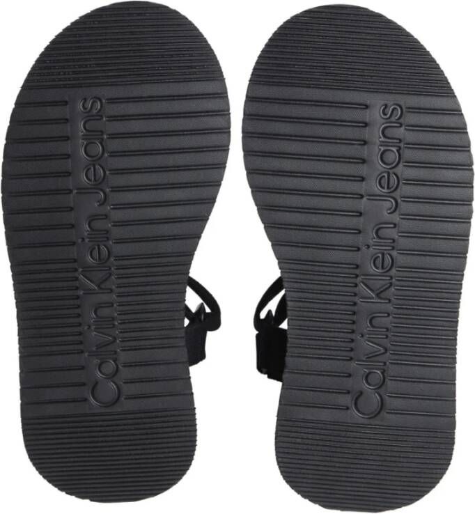 Calvin Klein Jeans Zwarte platte sandalen met klittenbandsluiting