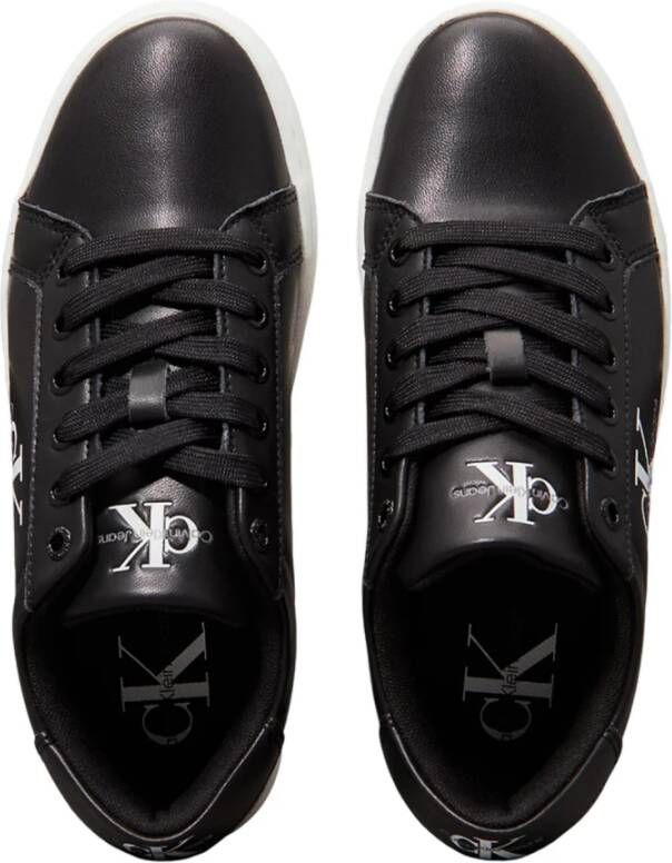 Calvin Klein Jeans Zwarte sportieve leren damessneakers Black Dames