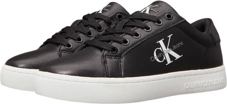 Calvin Klein Jeans Zwarte sportieve leren damessneakers Black Dames