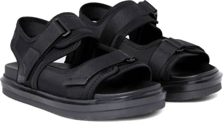 Calvin Klein Jeans Zwarte Velcro Platte Sandalen voor Mannen Black Heren