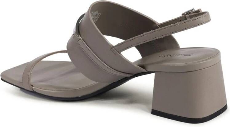 Calvin Klein Khaki Leren Strappy Sandalen