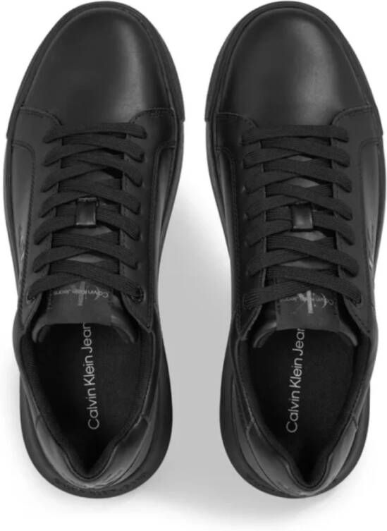 Calvin Klein Lage Leren Sneakers Zwart