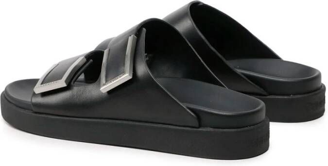 Calvin Klein Leren Slippers Black Dames