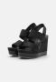 Calvin Klein Jeans Zwarte Sleehak Sandaal Webbing Vrouwen Black Dames - Thumbnail 5
