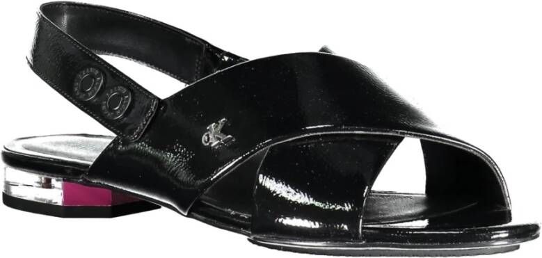 Calvin Klein Platte Gekruiste Voorkant Sandaal Zwart Black Dames
