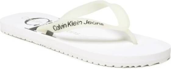 Calvin Klein Print Monogram Platte Schoenen Blancs White Heren