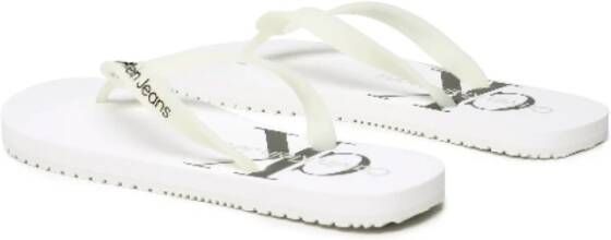 Calvin Klein Print Monogram Platte Schoenen Blancs White Heren