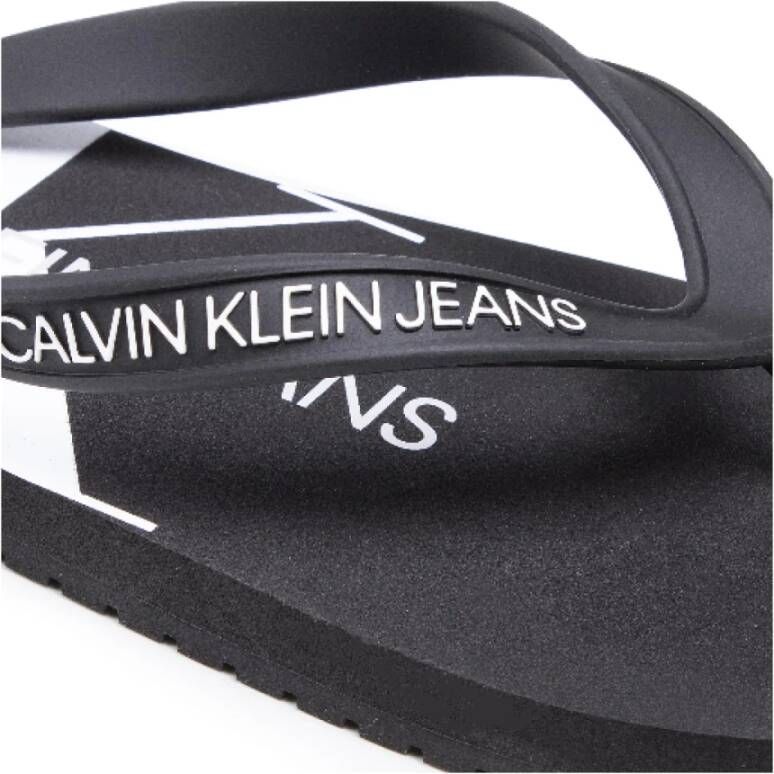 Calvin Klein Print Monogram Platte Schoenen Zwart Black Heren