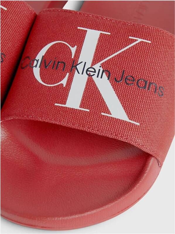 Calvin Klein Rode Platte Textiel Muiltjes Red Heren