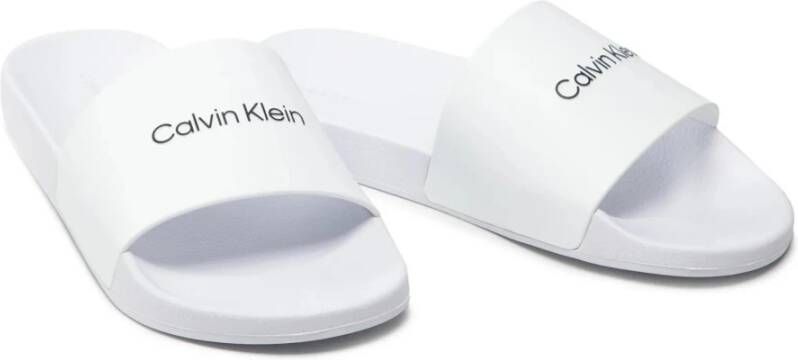 Calvin Klein Rubber Pool Slide Sandalen White Heren