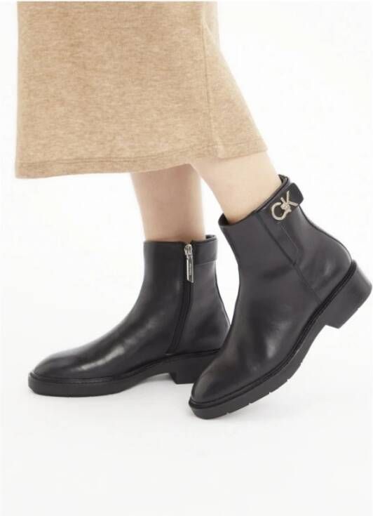 Calvin Klein rubber sole ankle boot whw-lth Zwart Dames