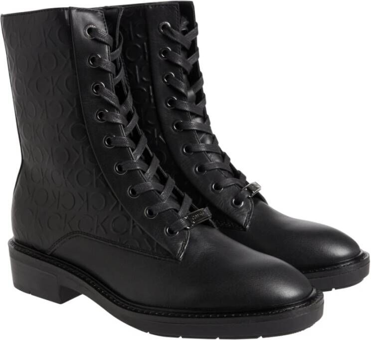 Calvin Klein rubber sole combat boot Zwart Dames