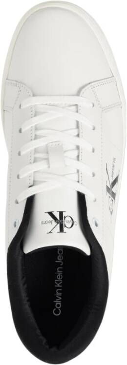 Calvin Klein Jeans Chunky Leren Sneakers met Rubberen Zool White Heren - Foto 4