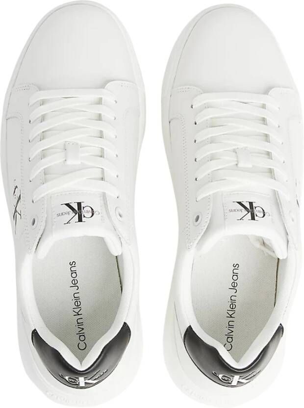 Calvin Klein Chunky Cupsole Mono Lederen Sneakers Wit Heren