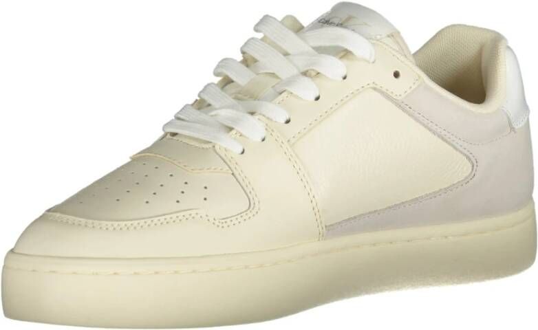 Calvin Klein Sportieve witte vetersneakers met contrastdetails