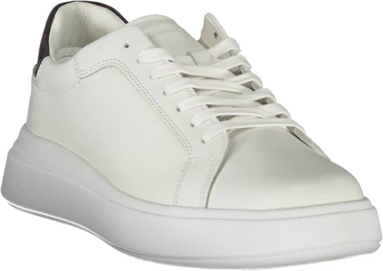 Calvin Klein Sportieve witte vetersneakers met print White Heren