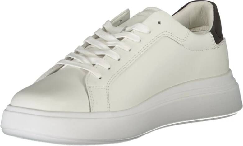 Calvin Klein Sportieve witte vetersneakers met print White Heren