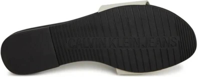 Calvin Klein Witte Flat Sandal Slide