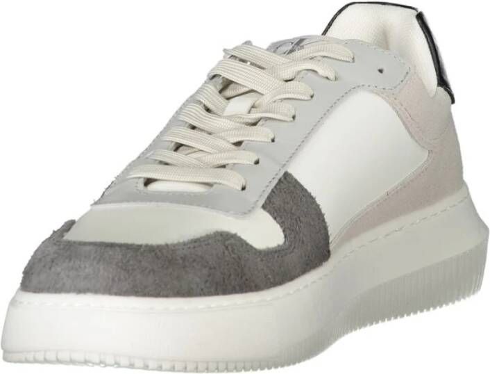 Calvin Klein Witte Heren Sneakers met Groen-Zwarte Details