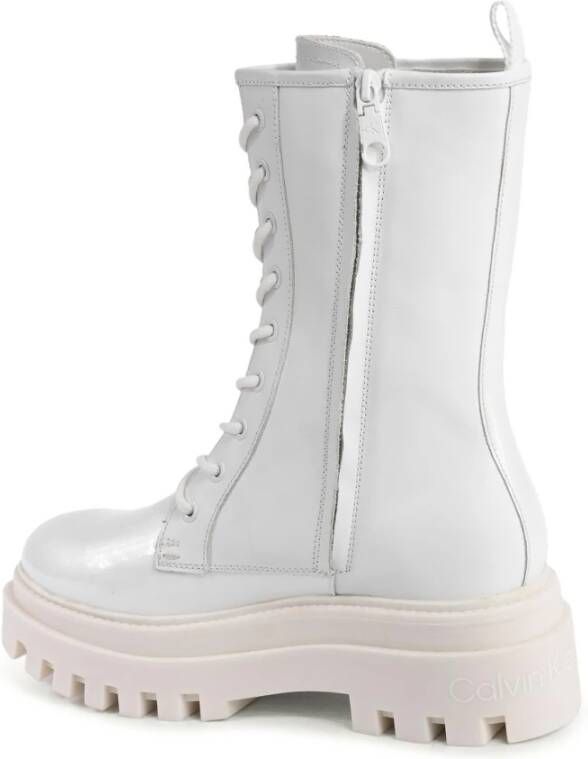 Calvin Klein Witte LaceUp Combat Laarzen
