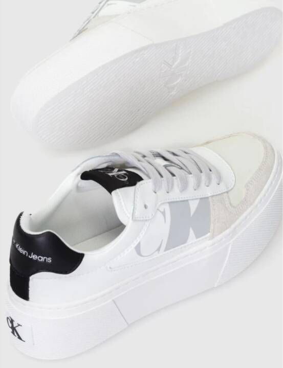 Calvin Klein Witte leren flatform sneakers mix