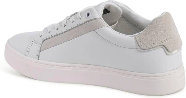 Calvin Klein Witte Leren Sneaker met Gedetailleerd vakmanschap