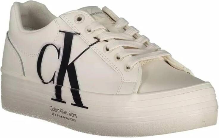 Calvin Klein Witte Polyester Sneaker met Contrasterende Details Wit Dames