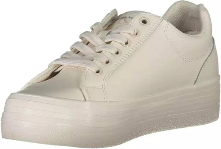 Calvin Klein Witte Polyester Sneaker met Contrasterende Details Wit Dames