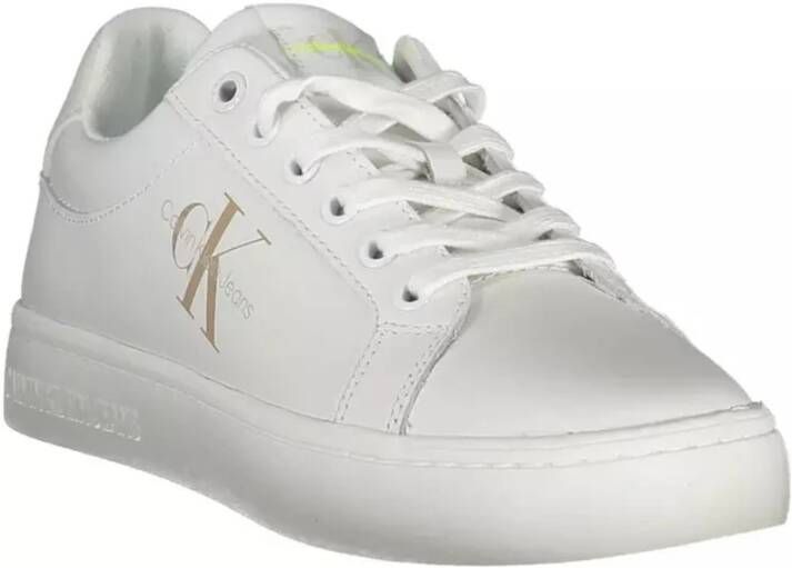 Calvin Klein Witte Polyester Sneaker met Logo Print Wit Dames