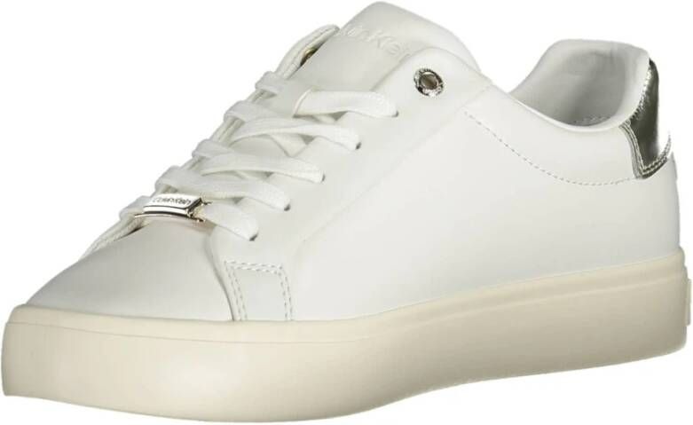 Calvin Klein Witte Polyester Sneaker met Veters en Contrasterende Details Wit Heren