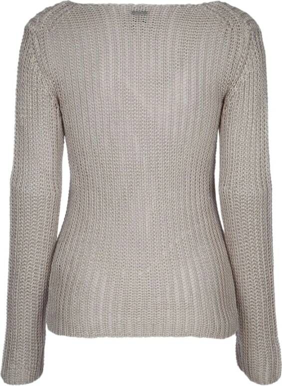 Calvin Klein Zilveren Trui Boot Neck Lange Mouwen